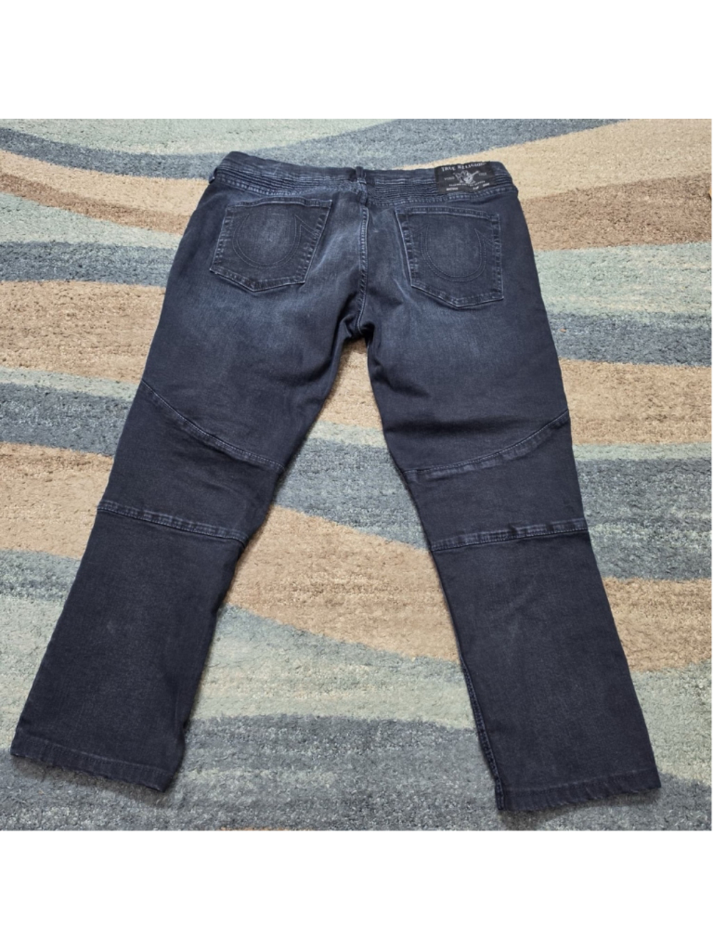True Religion Rocco Moto Jeans Mens 36 Gray Relaxed Skinny Biker